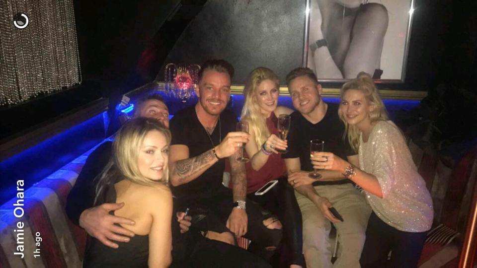  The CBB housemates - and Spencer's sister Stephanie - in the club