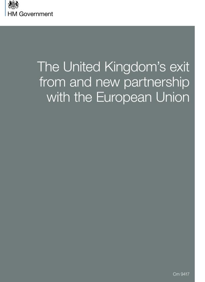  The front page of the recently published Government White Paper