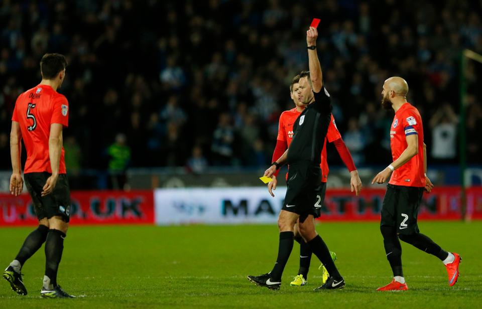  Key Brighton man Lewis Dunk was sent off for a second bookable offence