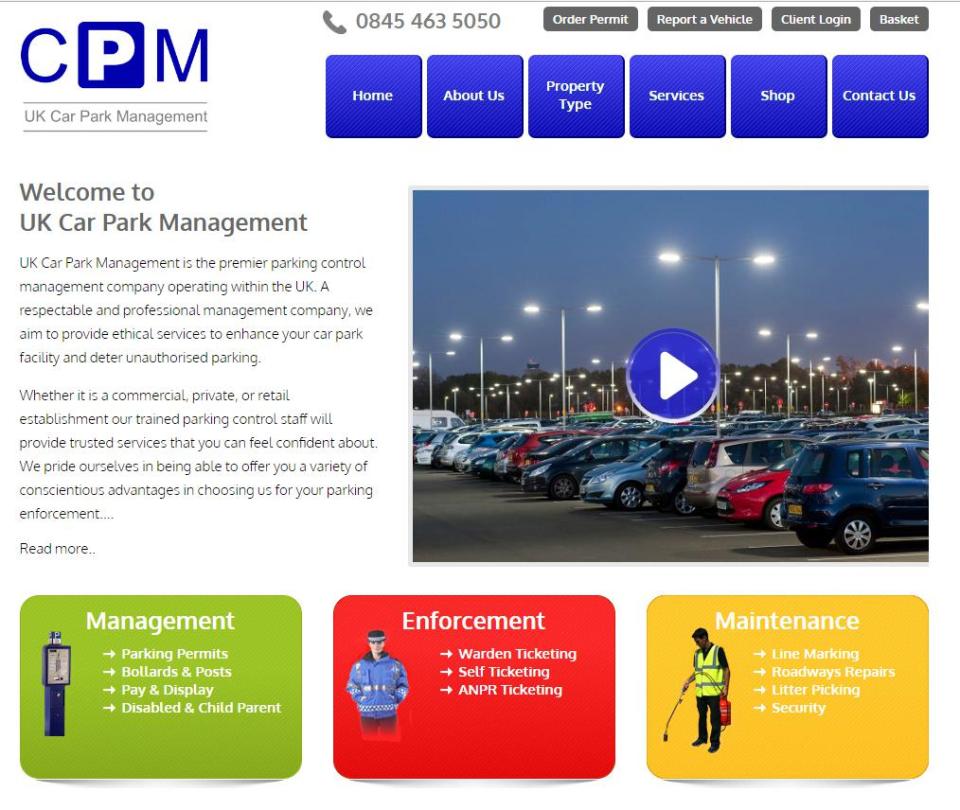  A screenshot from the website of UK Car Park Management, a deeply unpopular firm