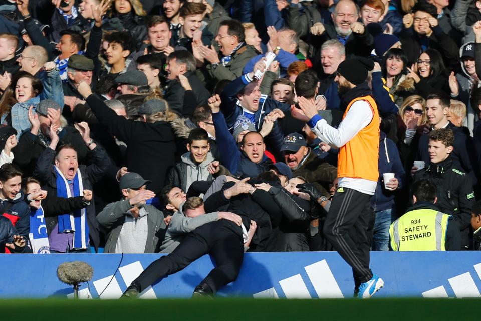  The Italian lept into the crowd following Eden Hazard's goal