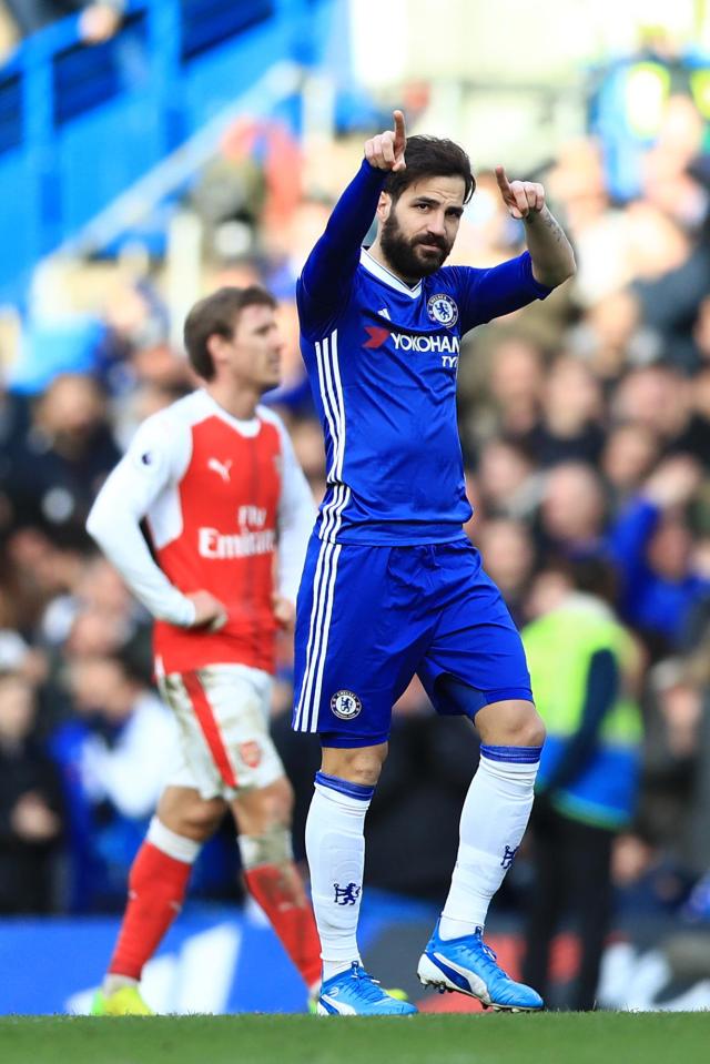  Fabregas scored the third for Chelsea during their win over Arsenal on Saturday