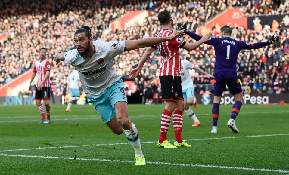  The Southampton defence are left asking questions as Andy Carroll wheels away celebrating his equaliser