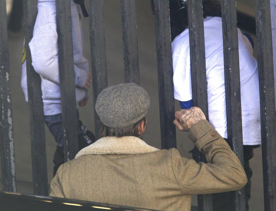  David Beckham was pictured taking son Brooklyn to a skate park in London yesterday