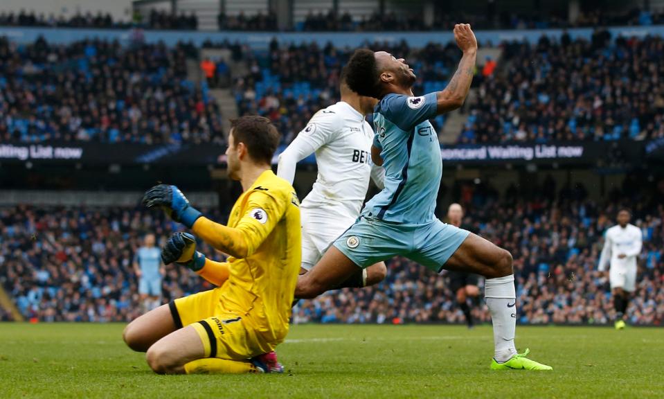  Lukasz Fabianski caught Raheem Sterling who ran past him