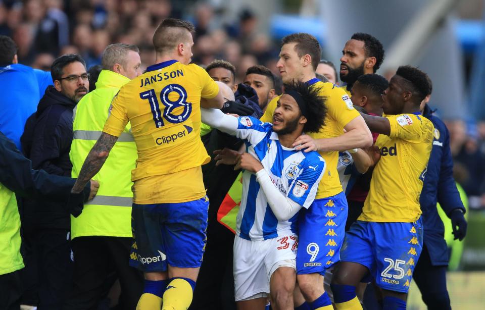  Pontus Jansson and Izzy Brown clashed in the mele