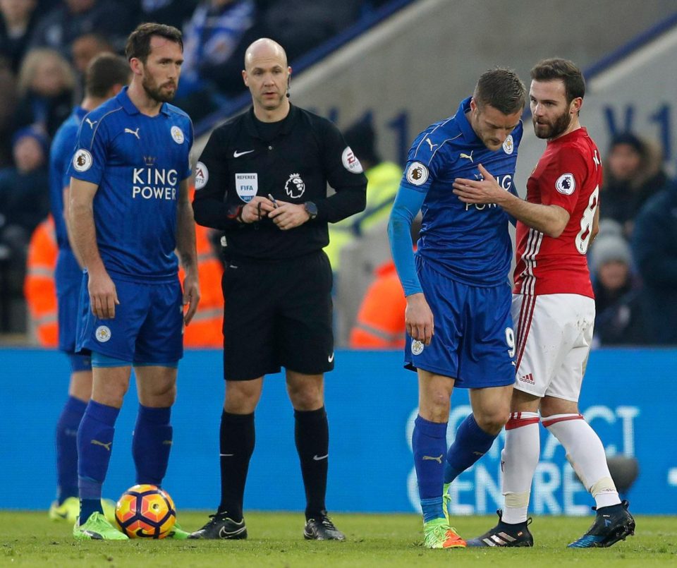  United midfielder Mata says sorry to Jamie Vardy for a challenge that sent the striker flying