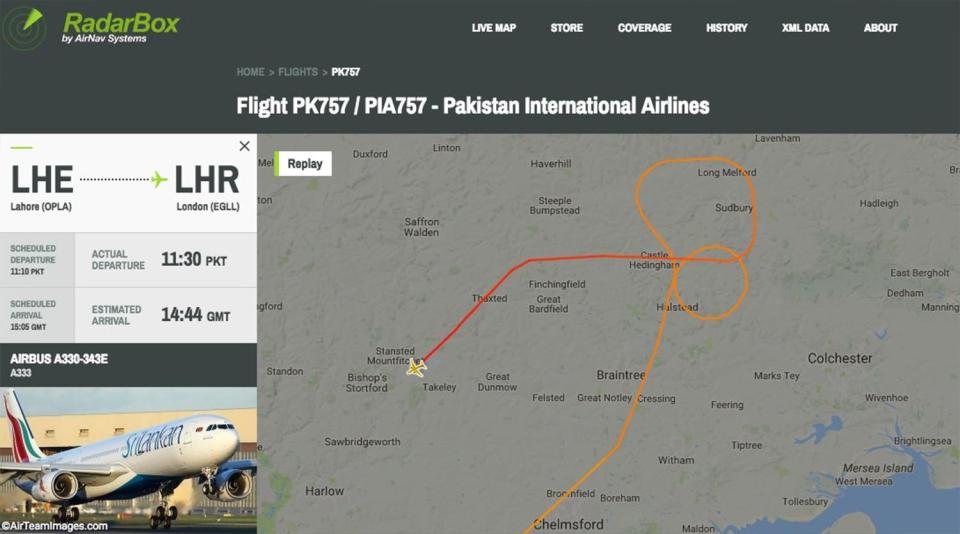 The flight was diverted from Heathrow to Stanstead