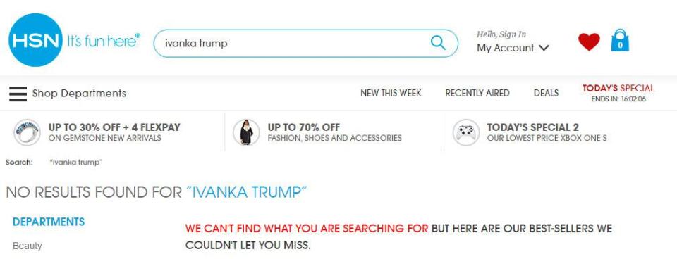  Several online retailers appeared to have stopped selling Ivanka Trump goods overnight