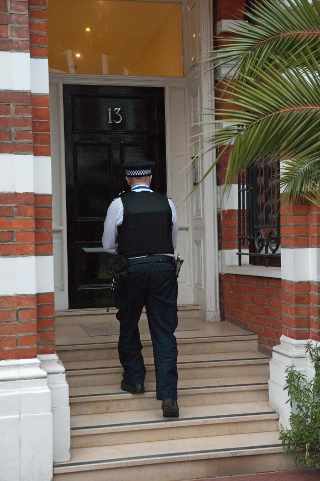  A police officer at Tara's London home... her death is not being treated as suspicious