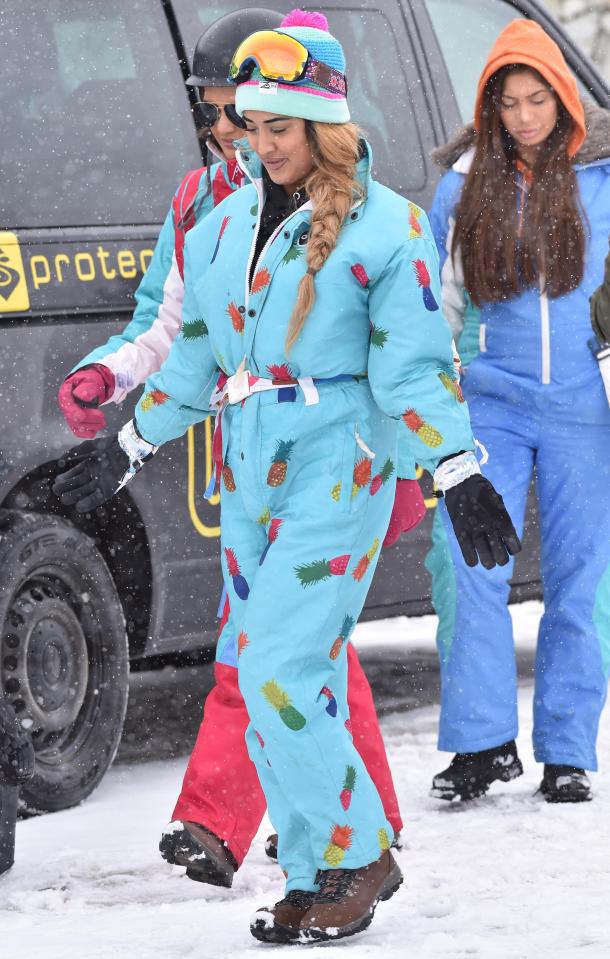  New cast member Zahida Allen also joined them for the sleigh ride in a funky ski suit