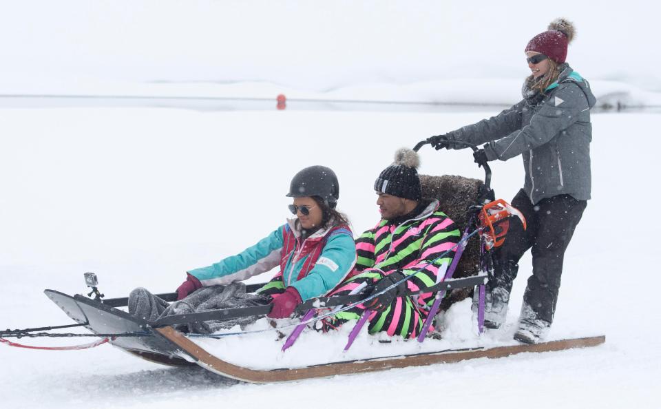  Nathan and fellow newbie Abbie Holborn went in the sleigh next