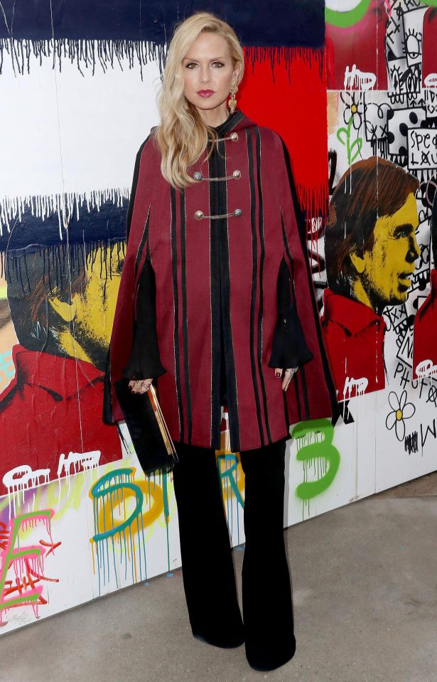  Designer Rachel Zoe wore a cape and flared trousers