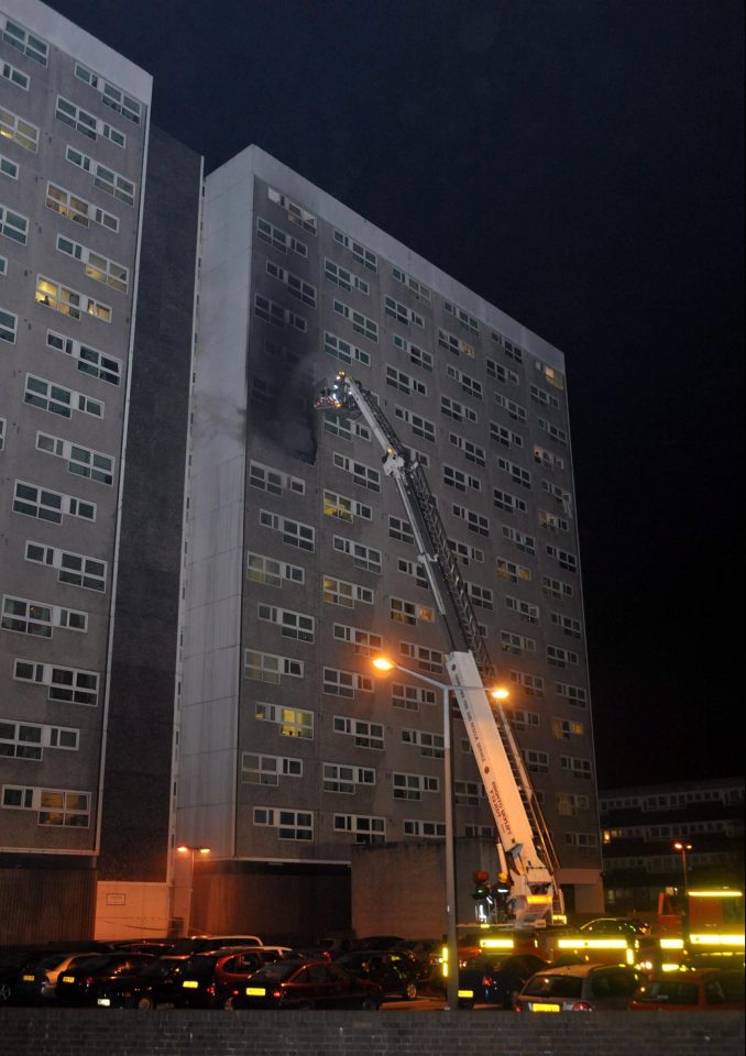  Blaze started on the ninth floor of the 180ft-high tower block after a curtain left draped over a light bulb caught fire