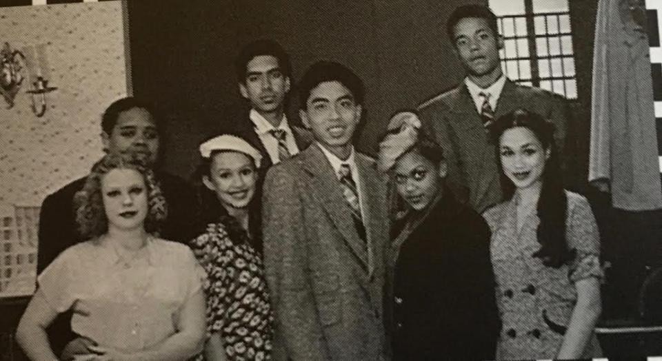  Meghan with the cast of 1998 school production Stage Door