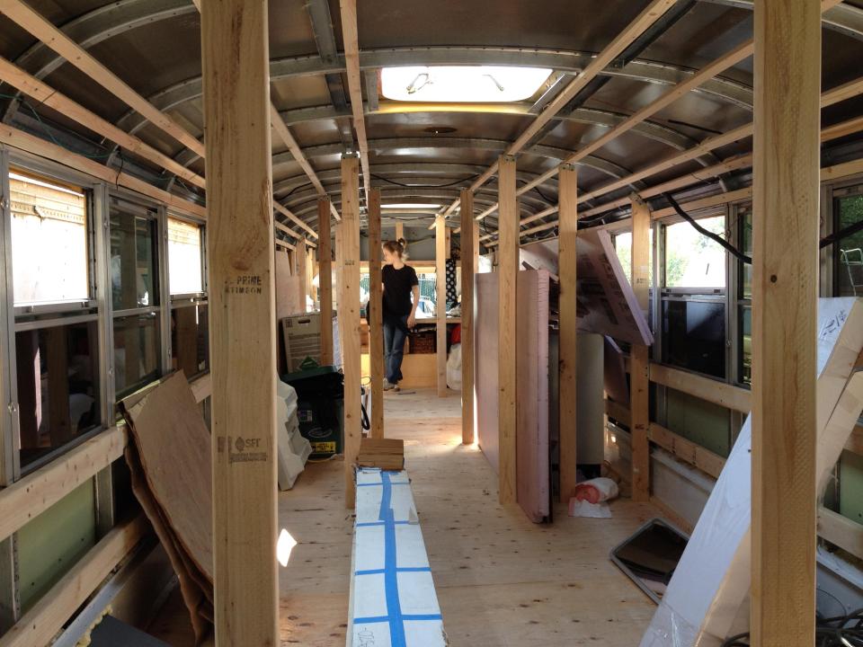  the entire interiors of the bus were gutted and as the family installed their perfectly formed home