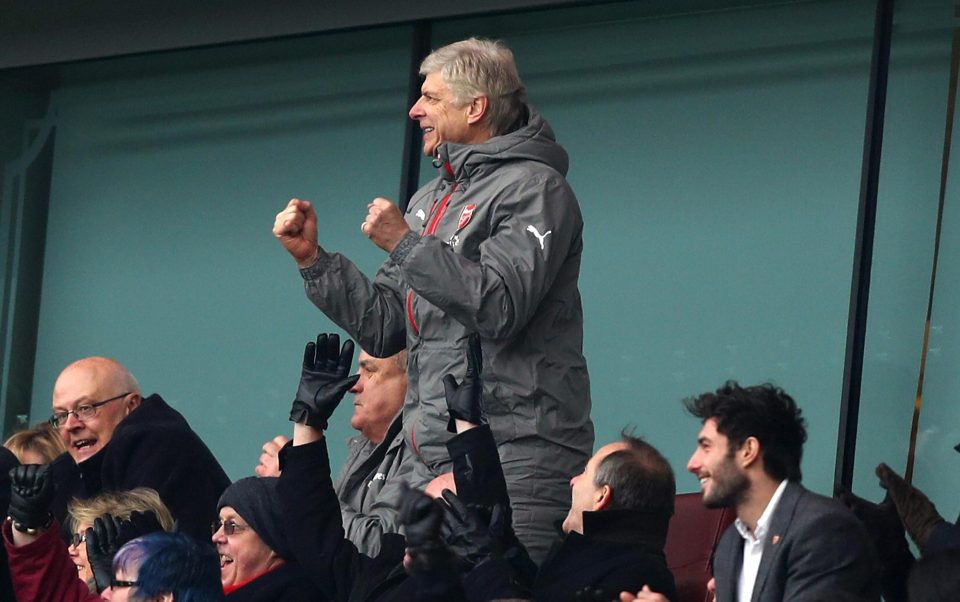  At least Arsene Wenger had no pesky fans blocking his view as he watched from the stands