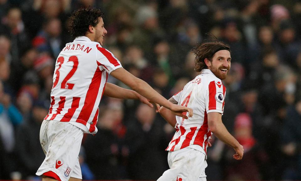  Joe Allen wheels away in celebration after scoring the opening goal