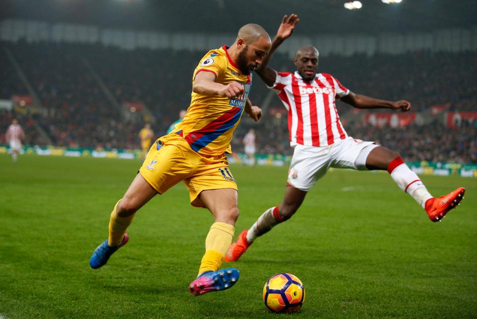  Andros Townsend cleared Bruno Martins Indi's first-half header off the line