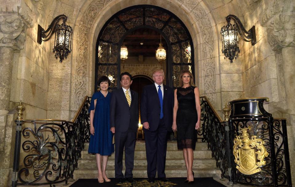  The Trumps and Abes outside Trump's Mar-a-Lago private members' club