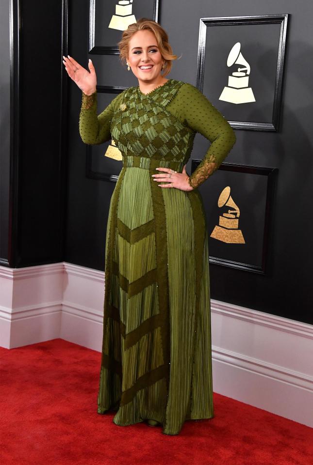  Adele looked stunning in her floor-length olive gown