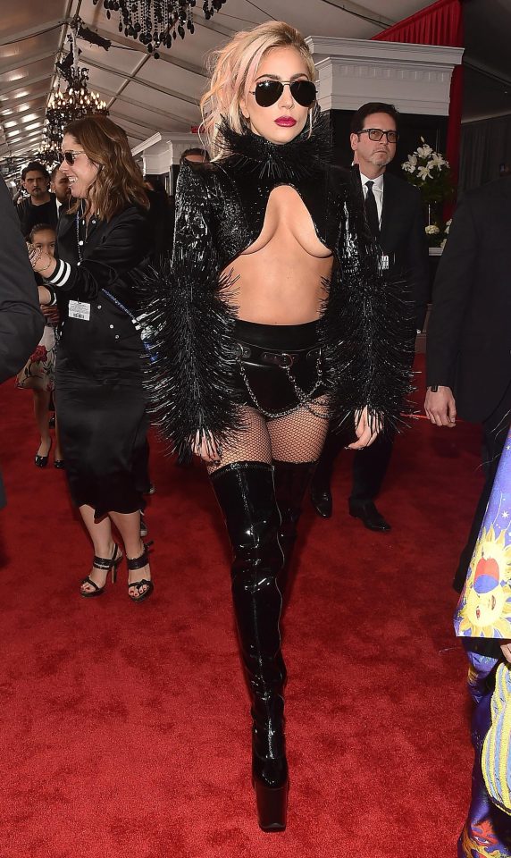  Gaga's top was missing a lot of material leaving plenty of flesh on show