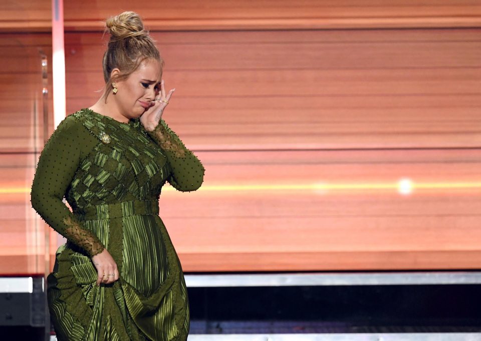  Adele couldn't help getting emotional after winning the Grammy for Album of the Year