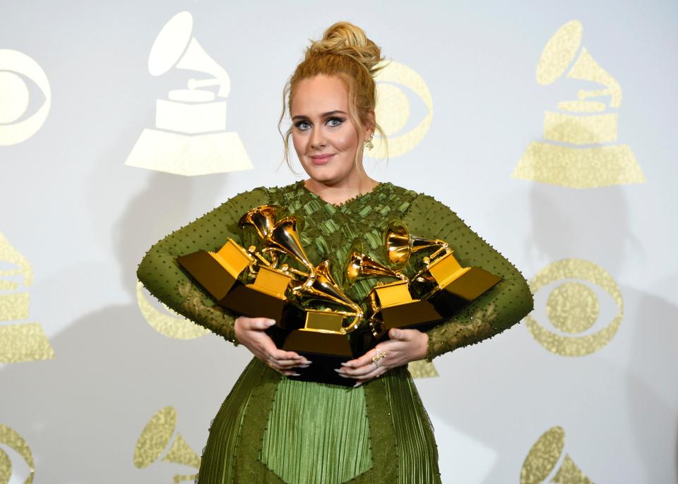  Adele scooped up five Grammy Awards this evening