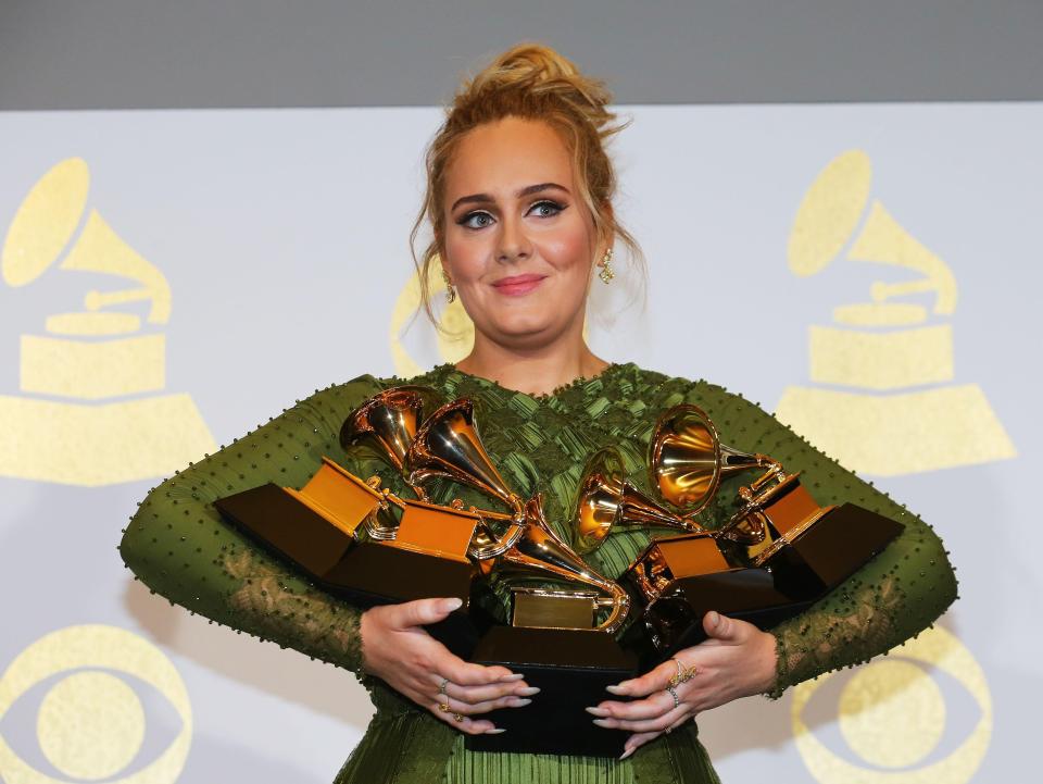  Adele won five Grammys on Sunday night