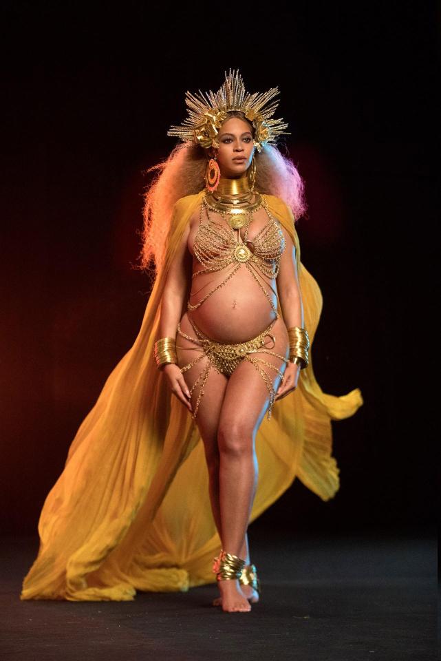  Beyonce debuted her bare baby bump at the Grammys earlier this month