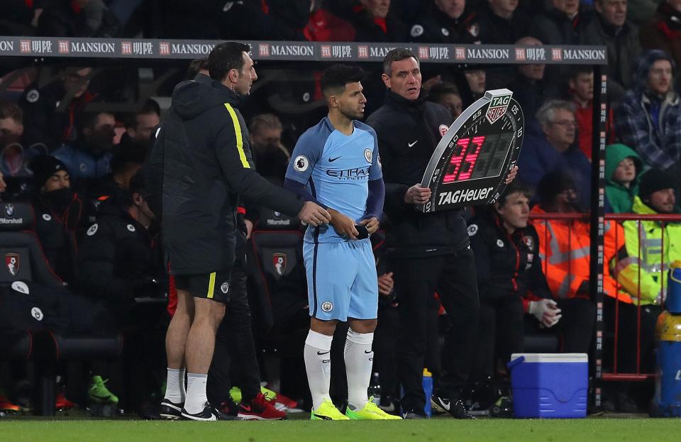  But City were able to call on club legend Sergio Aguero from the bench to replace the stricken striker