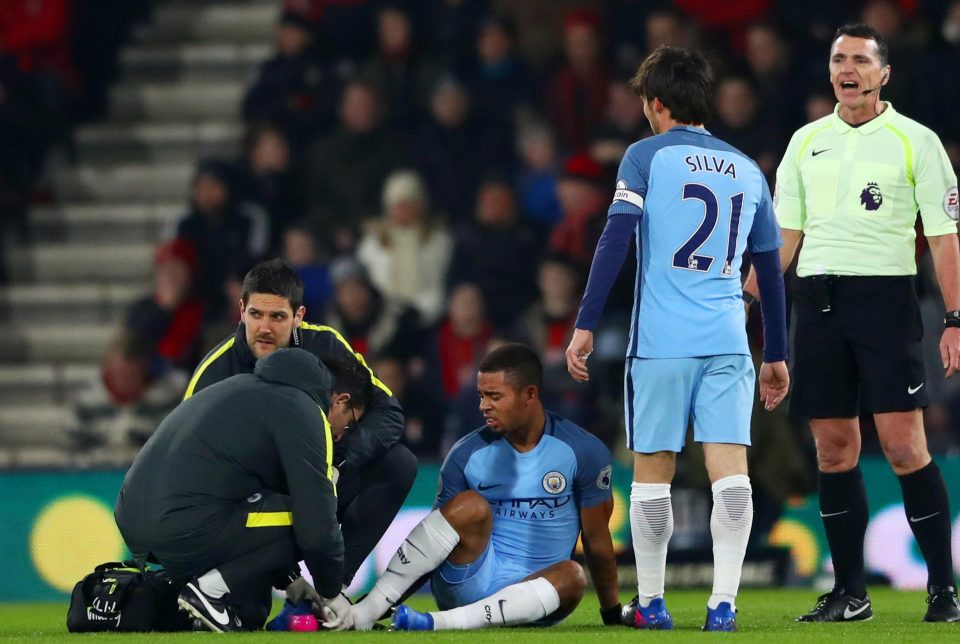 Jesus went down in the 14th minute, and was forced off the pitch to be replaced by Sergio Aguero