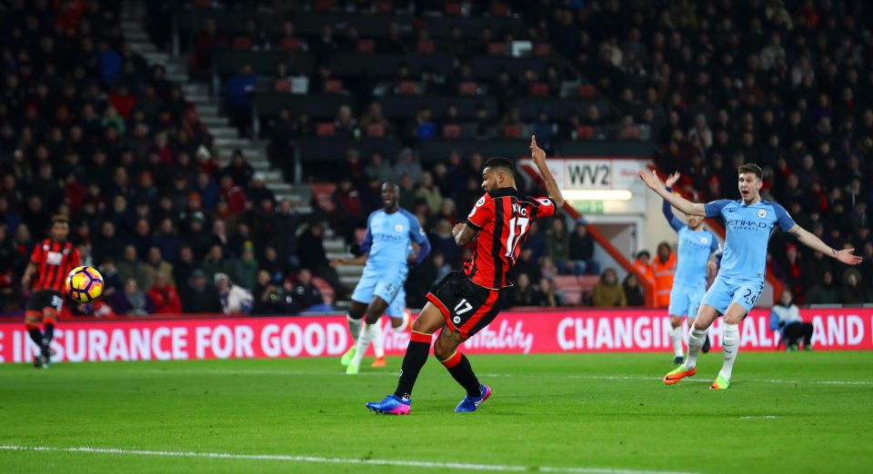  Josh King thought he had equalised immediately after Sterling's strike but his effort was ruled out by the officials