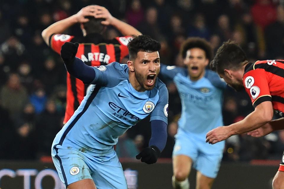 Aguero got on the score sheet against Bournemouth on Monday night after time on the bench