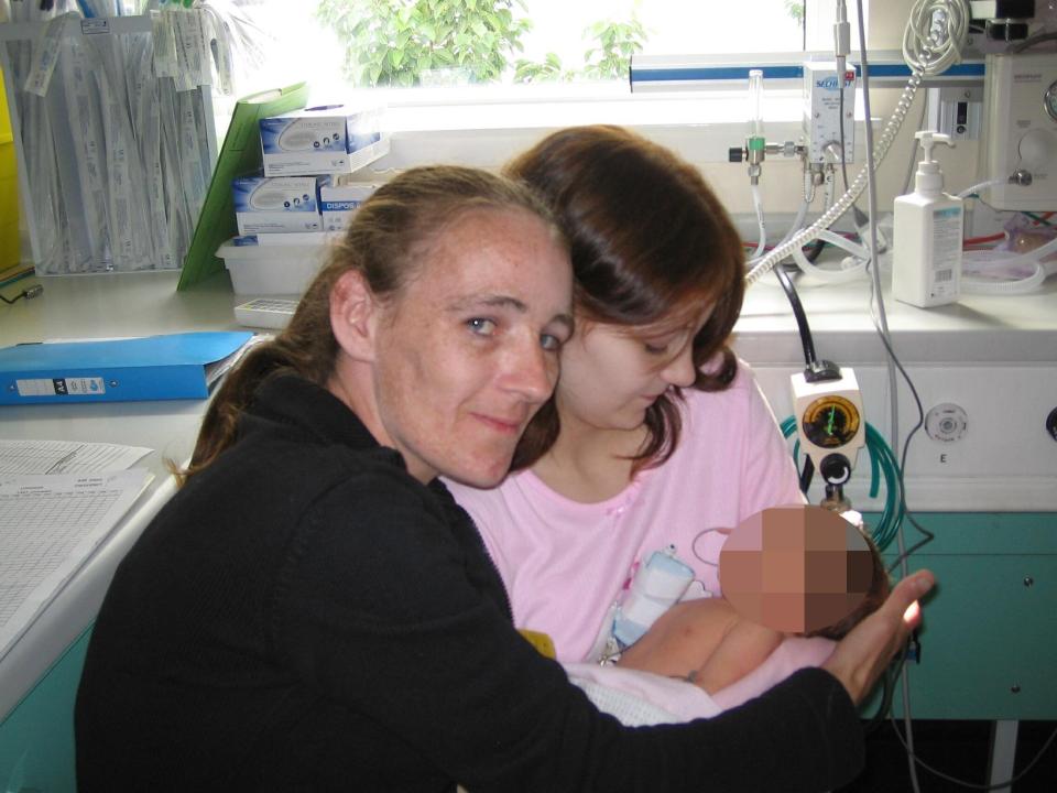  Tressa and her baby in hospital with mum Tracey, who died in 2012