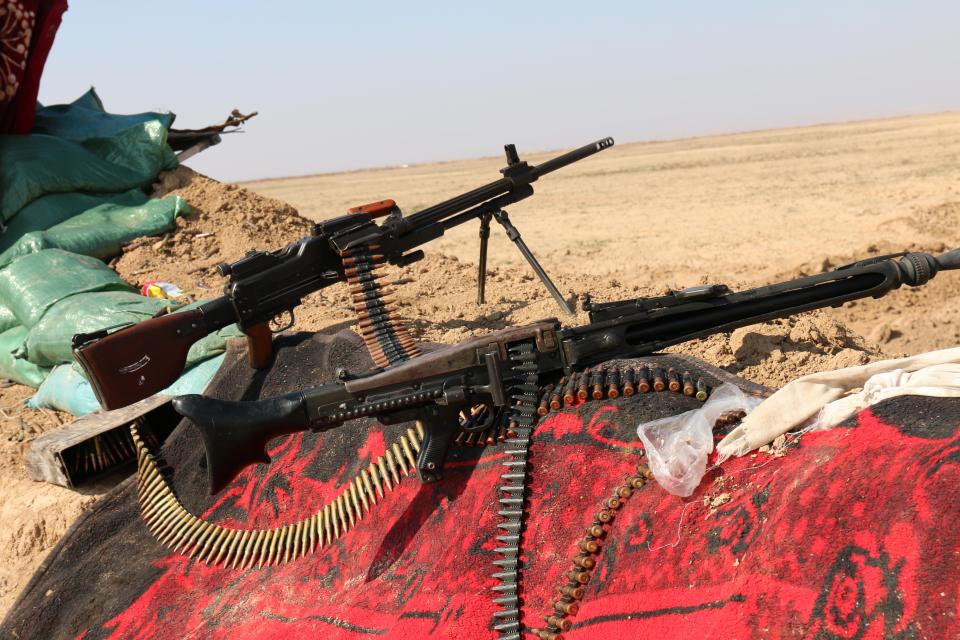  Automatics guns are seen laid out on the frontline in preparation for battles