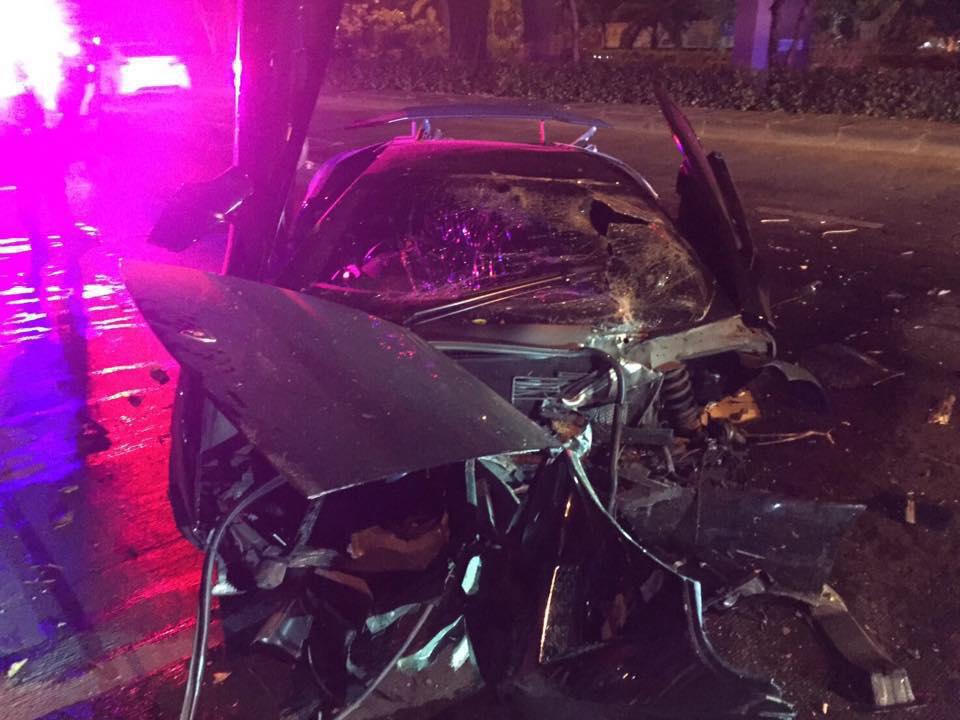  The entire car was left in ruins after its driver lost control