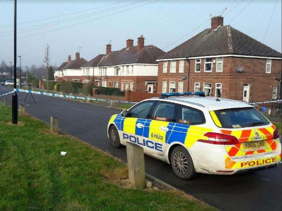  Cops at the scene where a man was shot in the chest in a busy street in Sheffield at lunchtime