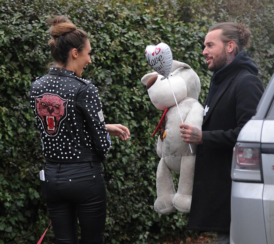  She giggled with delight at the huge teddy and love heart balloon