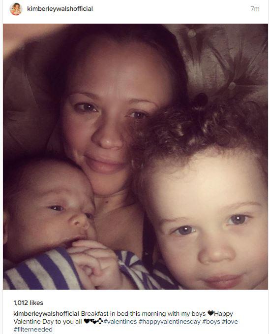  Kimberley Walsh snuggled up with her boys