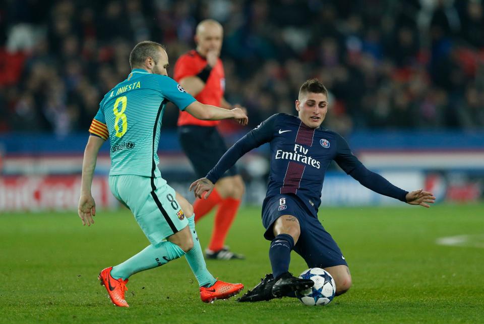  Verratti dominated the midfield battle during PSG's 4-0 win