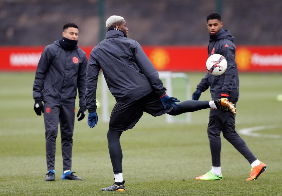 Paul Pogba shows off his skills in Manchester United training