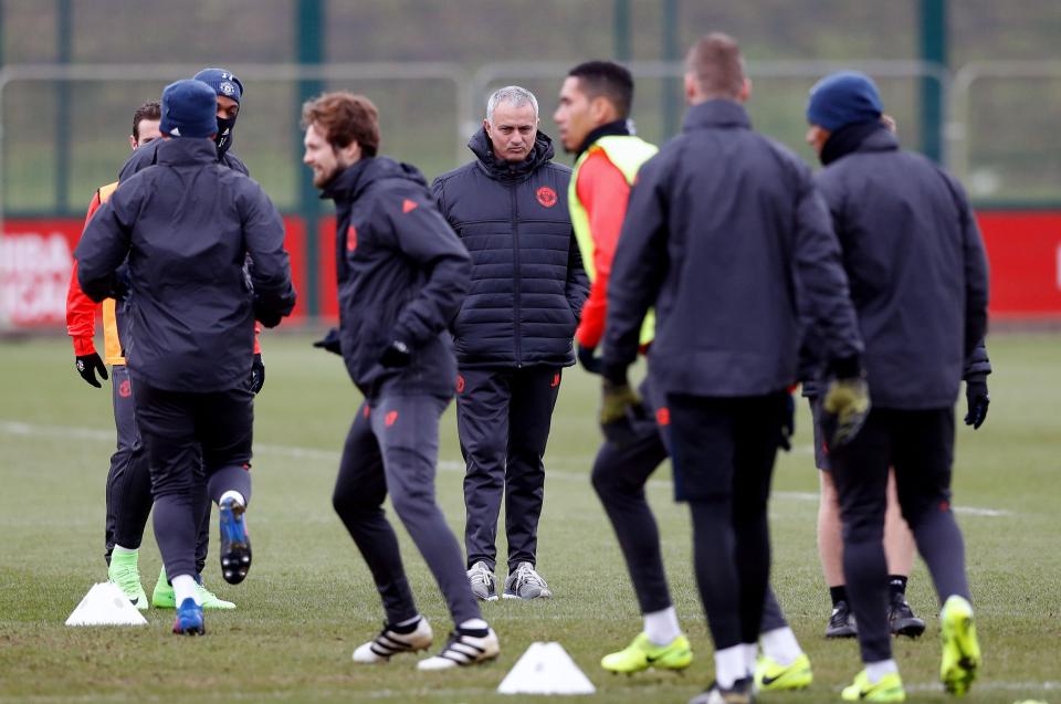 Manchester United stars are put through their paces by boss Jose Mourinho