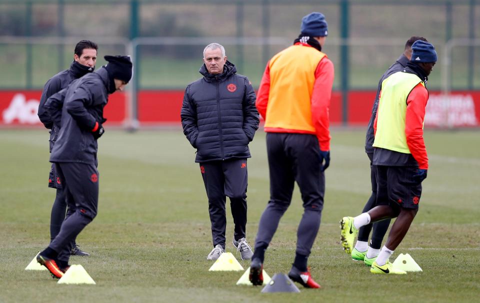 Manchester United manager Jose Mourinho holds training at Carrington 