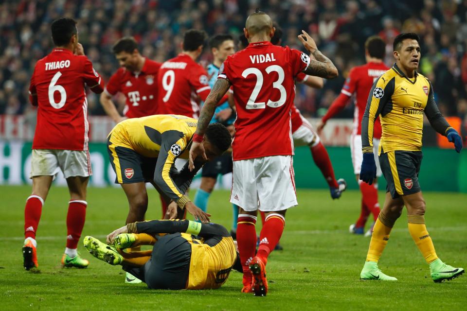  Laurent Koscielny was injured and taken off against Bayern Munich which led to their implosion