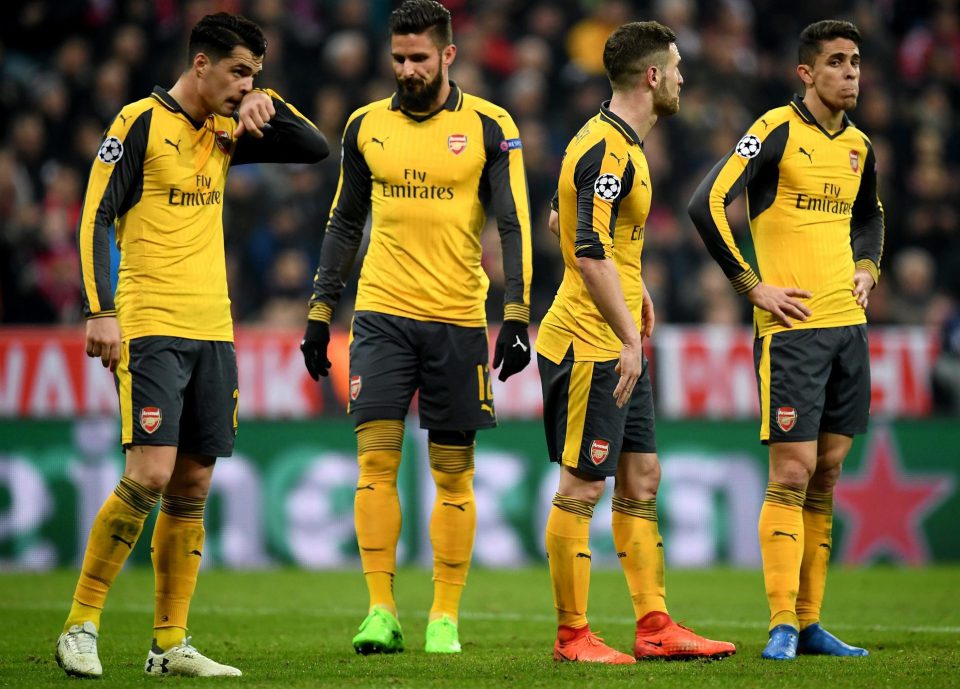  Arsenal's sorry flops look dejected after their Champions League humbling