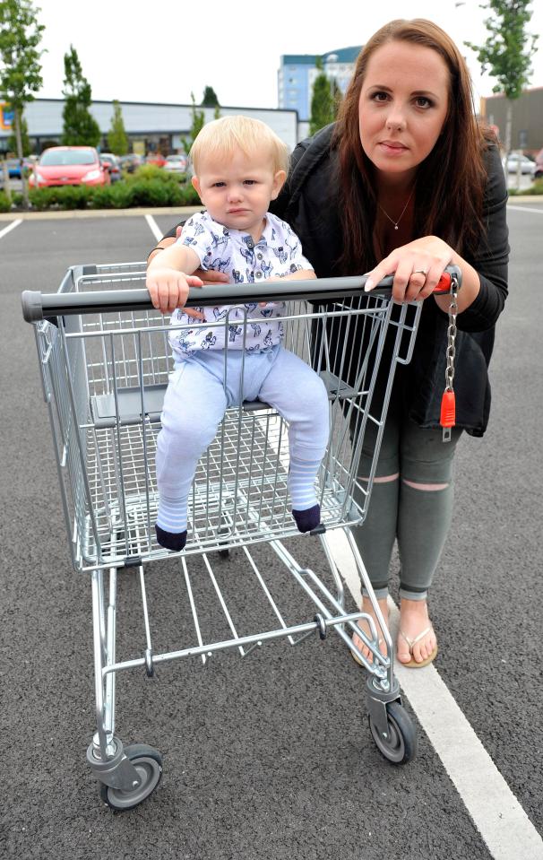 The worried mum filmed how easy it was for her young son to pull himself upright in the seat as proof of how he could easily fall