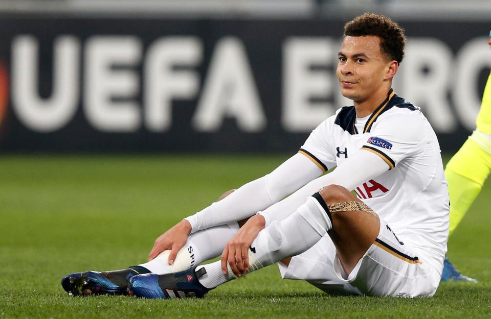  Dele Alli looked frustrated on the turf in Belgium