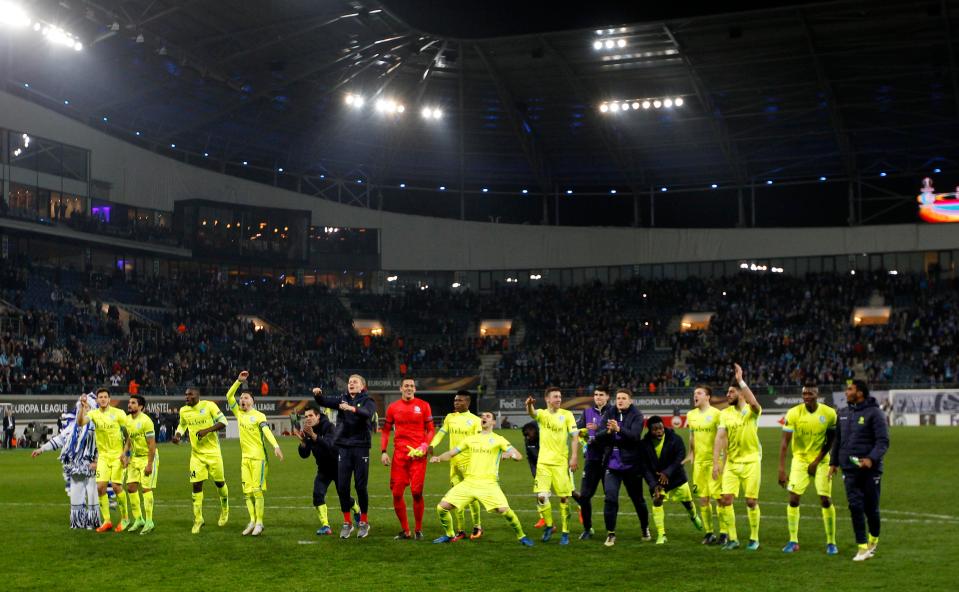  Gent celebrated as a team following the victory