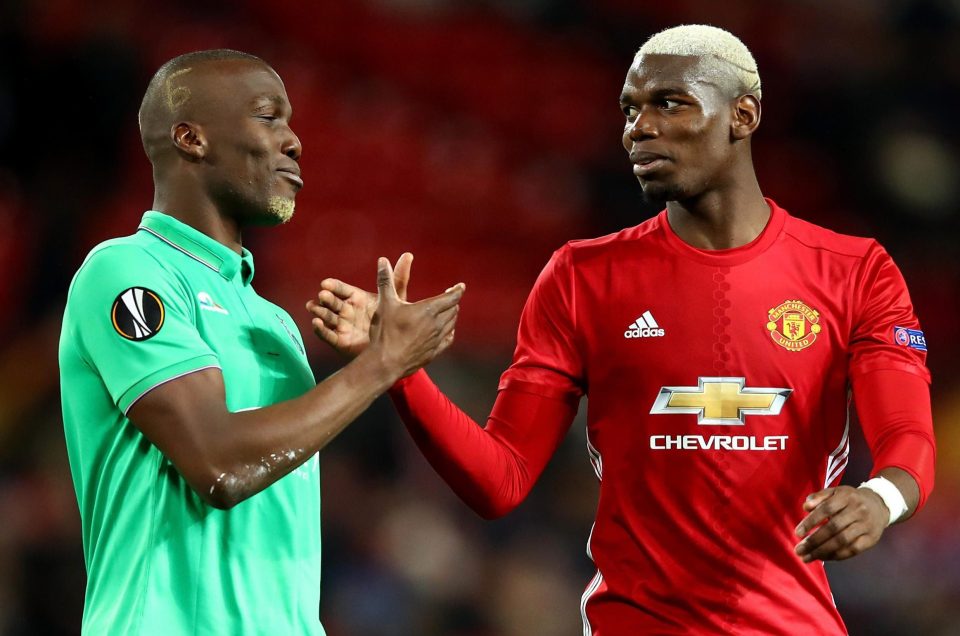  The Pogba brothers embrace on the pitch after their Europa League battle